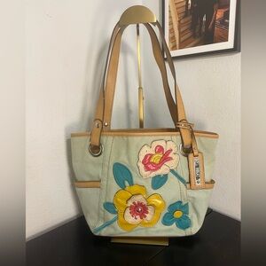Relic Tan and Yellow Shoulder Bag with Artistic Flair